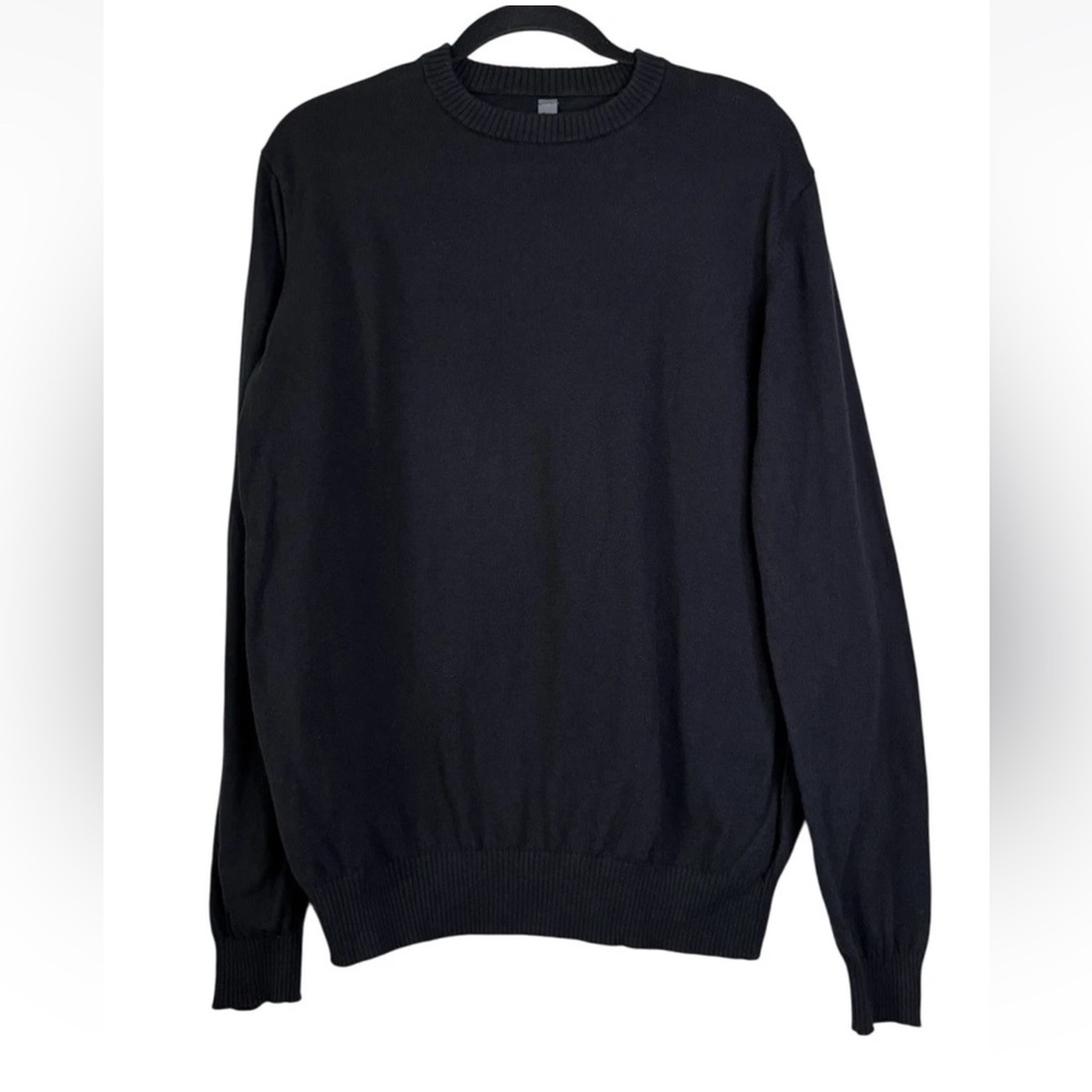 Vuroi Fluent Sweater Men's Black Medium M Cotton Cashmere Crew Neck Pullover Top - Picture 2 of 4